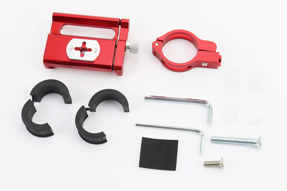 Тримач телефону на кермо алюмінієвий, ширина 50-100мм регульована, червоний G-85 Київ - фото 3