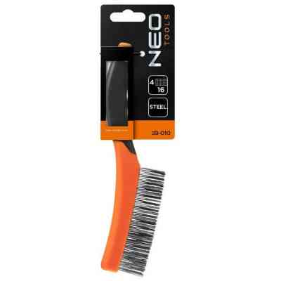 Щетка по металлу Neo Tools 4х16 рядов, прямая проволока 0.3мм, 260мм, двухкомпонентная рукоятка (39-010) Винница