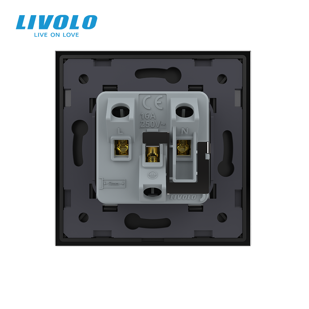 Розетка універсальна 12 стандартів в 1 LIVOLO чорна матова скло Коломия - фото 3