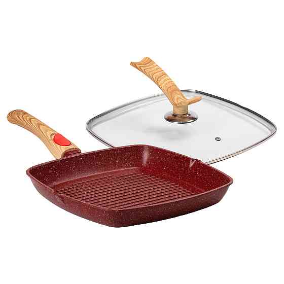 Сковорода-гриль 28 см зі скляною кришкою Square Red Київ