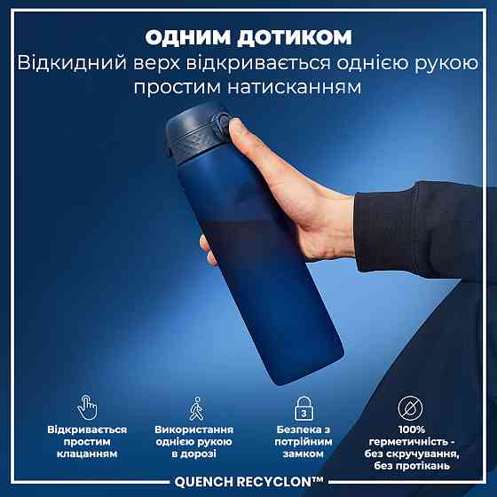 Пляшка для води ION8 1000 мл. (ЕКО пляшка) BPA Free, Navy Кам'янське