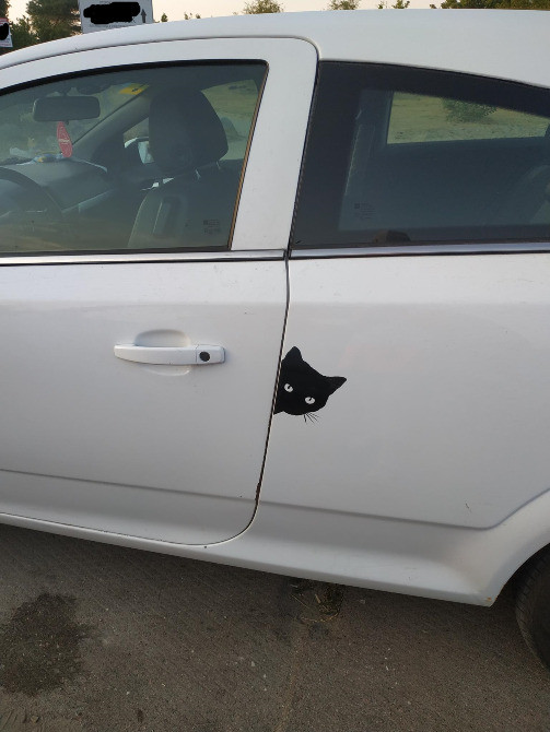 Наклейка Кот на авто Чёрная , Белая светоотражающа Киев - изображение 3
