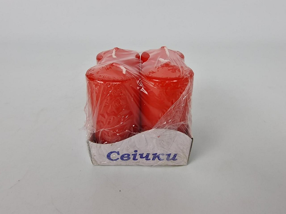 Цветная Цилиндр парафиновая свеча (40/80) КРАСНАЯ крашеная  внутри белая (4 шт) Харьков - изображение 2