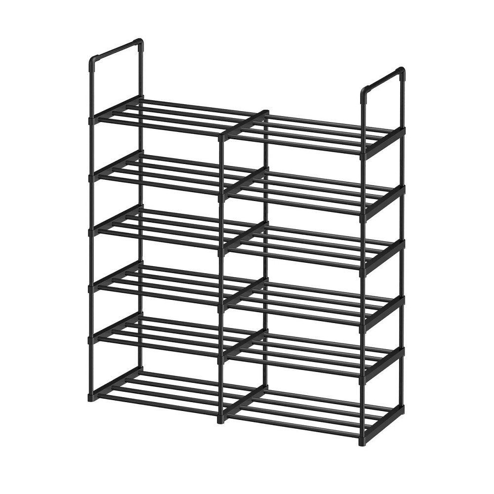 Модульна поличка для взуття, чорний органайзер на 6 поличок для прихожої 86x106x28 см Чорна Кам'янець-Подільський - фото 1