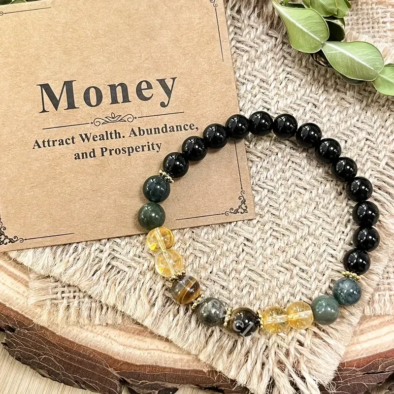 Браслет из натуральных камней для денег и удачи – тигровый глаз, агат, кварц, обсидиан (унисекс) Киев - изображение 6