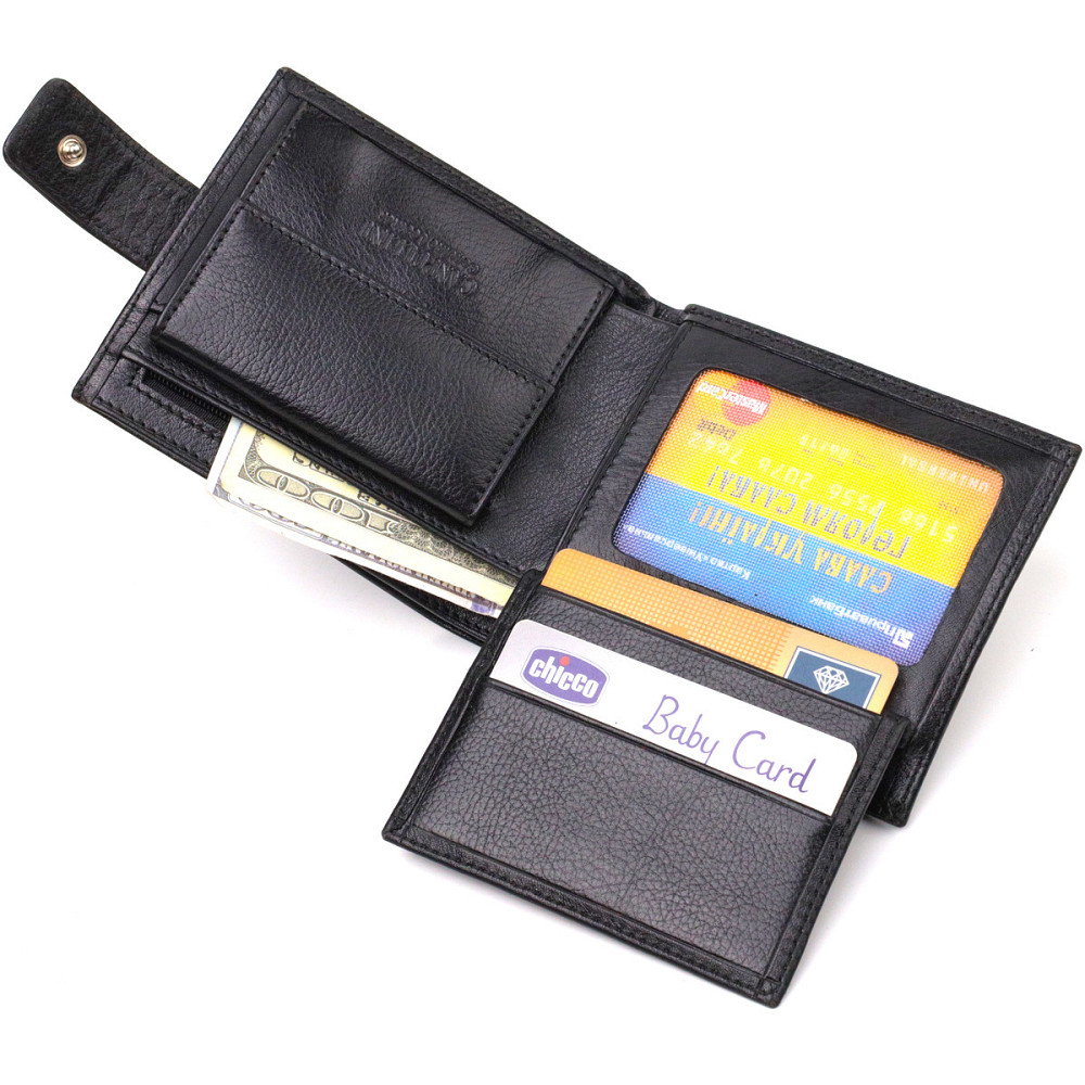 Практичный кошелек для мужчин горизонтального формата из натуральной гладкой кожи CANPELLINI 21772 Черный Киев - изображение 7