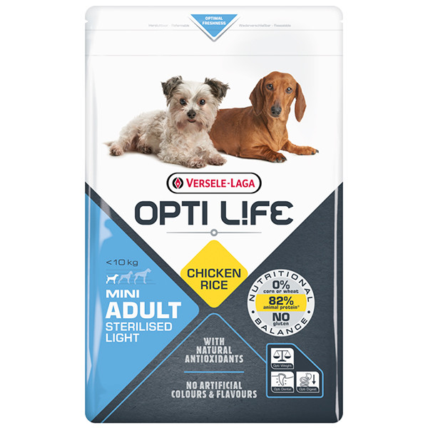 Opti Life Sterilised Light Mini ОПТИ ЛАЙФ СЕРИЛАЙЗИД ЛАЙТ МИНИ МАЛЫХ сухой суперпремиум корм для стерилизованных и собак с лишним весом мини и малых п Киев - изображение 1