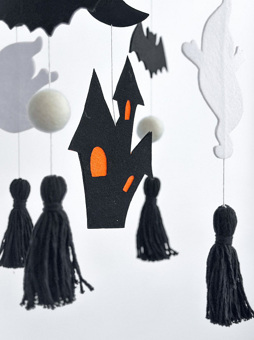 Дитячий мобіль на ліжечко для немовлят ручної роботи WooolyWool «Хеловін» Київ - фото 3