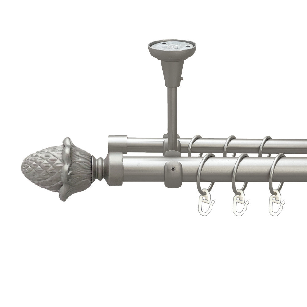 Карниз Orvit Цинара металевий дворядний відкритий до стелі гладка труба кільце металеве Сатин 25\16 мм 160 см (00-00023848) Львів - фото 1