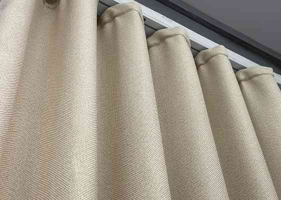 Шторна тканина, льон-блекаут з фактурою "Льон мішковина" колір холодний бежевий 1080ш Київ