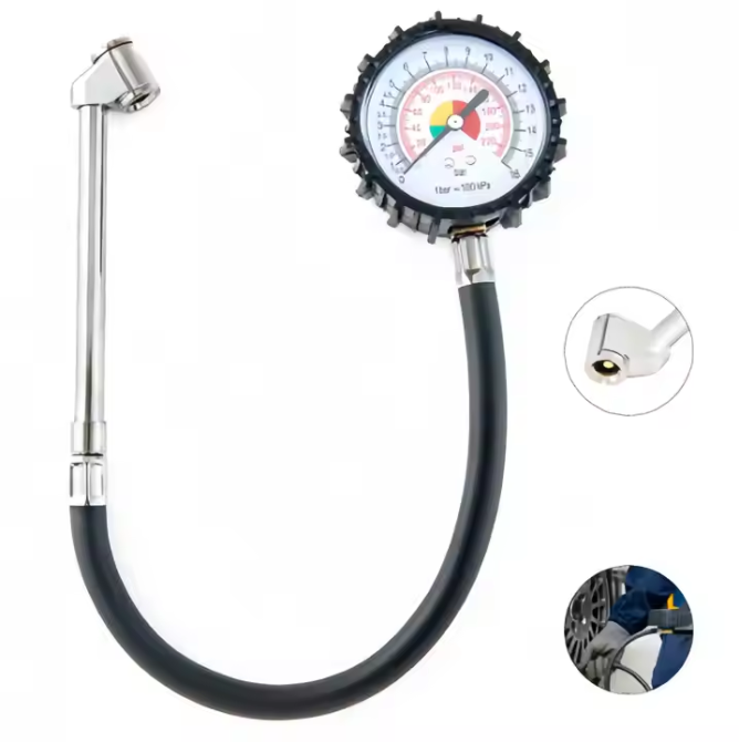 Насос для накачування коліс з манометром 0-220 PSI Київ - фото 2