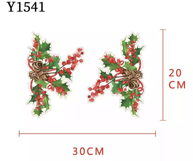 Новорічні наліпки на вікно "Калина та шишки"- розмір стікера 30*20см Київ - фото 1