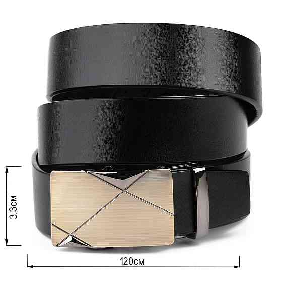 Ремінь чоловічий з пряжкою автомат діагональ Vintage 20252 Чорний Київ