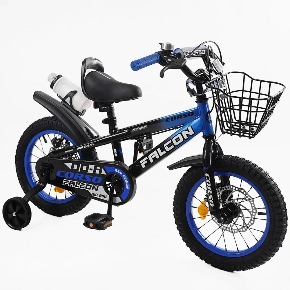 Велосипед Corso Falcon двоколісний 14 дюймів із додатковими колесами Синій (FL-14941) Чернігів - фото 1