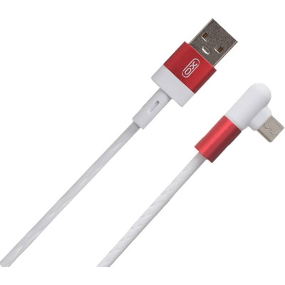 Дата кабель USB 2.0 AM to Micro 5P 1.0m 2.4A 90° corner white XO (NB152-M-1-WH) Вінниця - фото 1