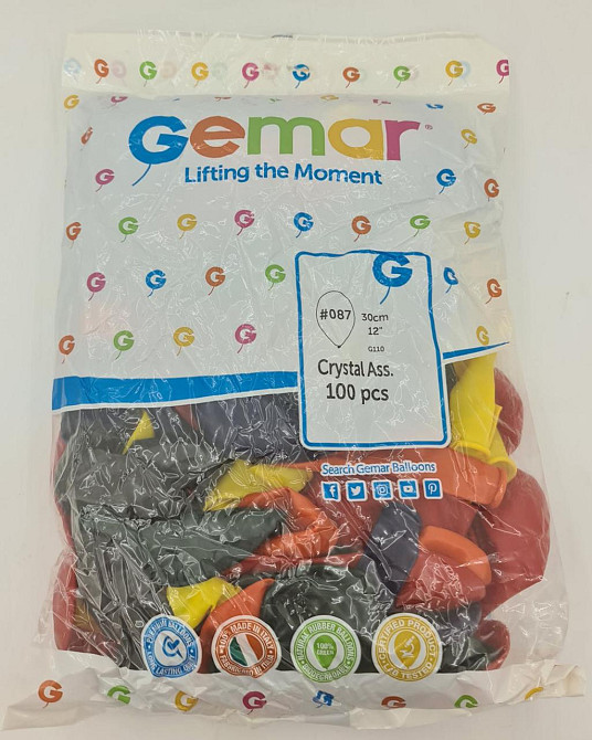 Повітряні кульки кристал асорті 12" (30 см) 100 шт (1 пач.) Харків - фото 3