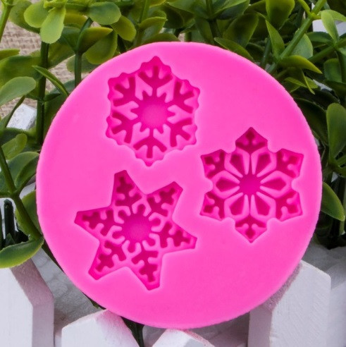 Молд силиконовый Снежинки 55 мм розовый Киев - изображение 1