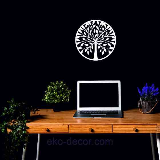 Декоративное настенное 3D Панно «Дерево в кругу» Декор на стену с объемом 50*50 см, Белый Киев