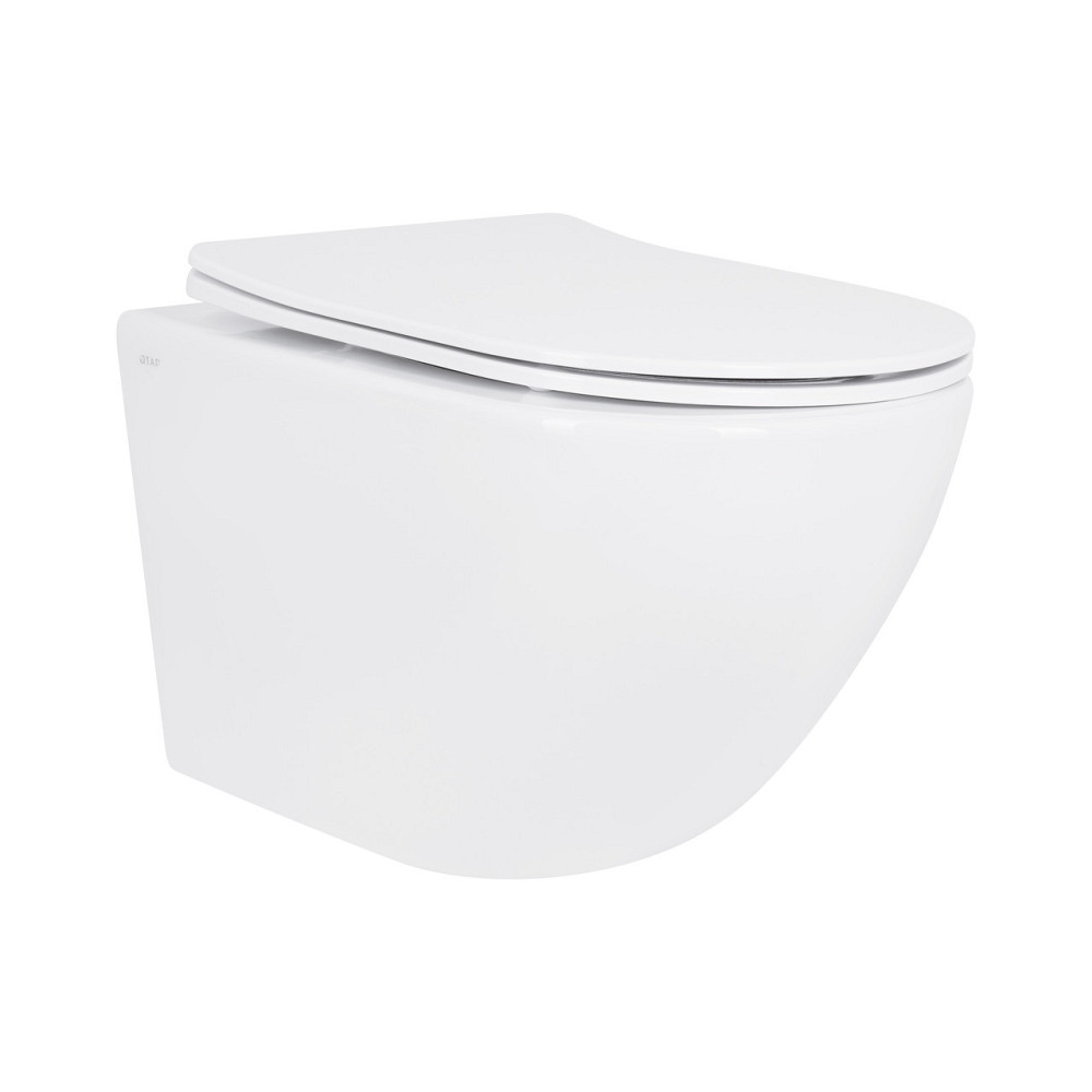 Унитаз подвесной Jay Rimless 485×360×320 мм, White, с сиденьем Slim Duroplast/ Soft-close/ Quick Relase QT07335177RW Qtap Киев - изображение 1