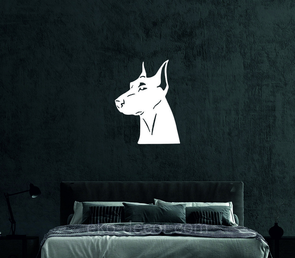 Декоративное настенное Панно «Доберман», Декор на стену 70*50 см, Белый Киев - изображение 2