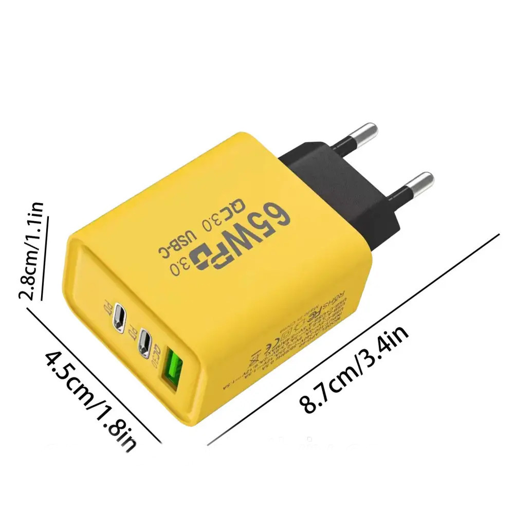 Адаптер для заряджання 65W, 1xUSB 2хType-C / Швидкий блок зарядки / Зарядка для телефону / Зарядний блок Київ - фото 8