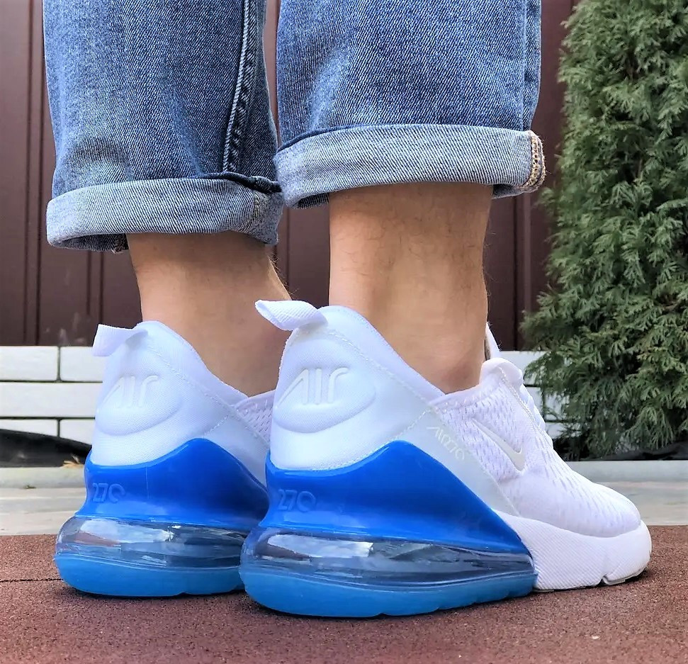 Кроссовки Nike 270 Женские Белые с Амортизацией Синие Голубые Найк (размеры: 36,37,38,39) Днепр - изображение 8