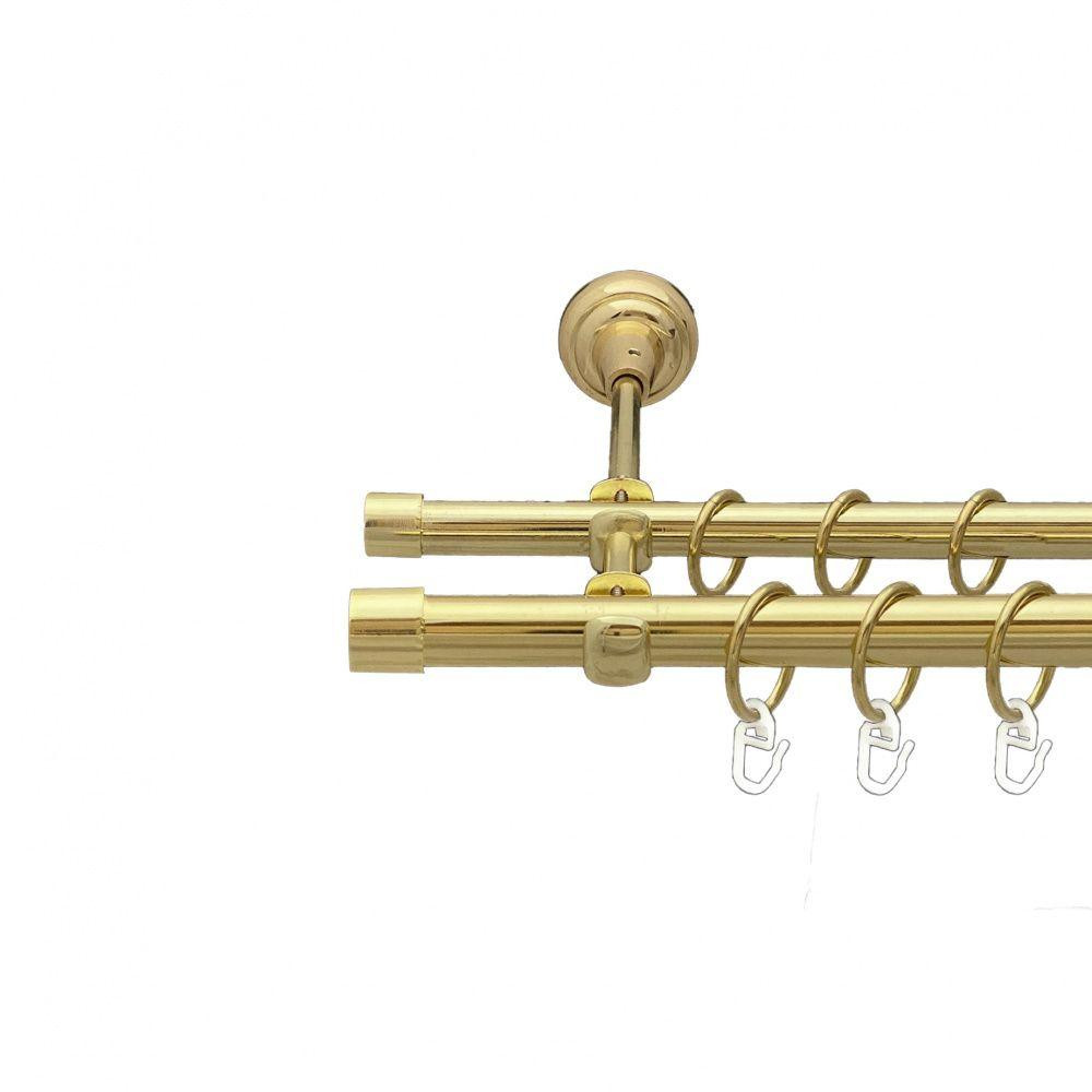 Карниз Orvit Заглушка металевий дворядний відкритий гладка труба кільце металеве Золото 19\16 мм 240 см Львов - изображение 1