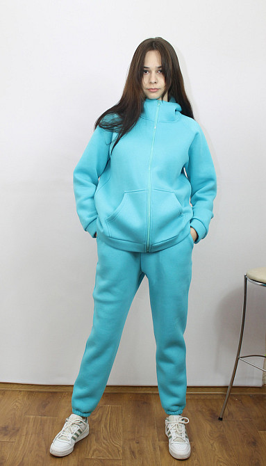 Костюм жіночий теплий спортивний на флісі кофта на блискавці Блакитний 42/44 Харків - фото 10