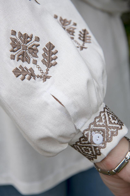 Вишиванка жіноча лляна, молочна топ Київ - фото 4