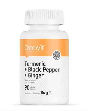 Натуральні добавки Ostrovit Turmeric + Black Pepper + Ginger 90tabl Луцьк