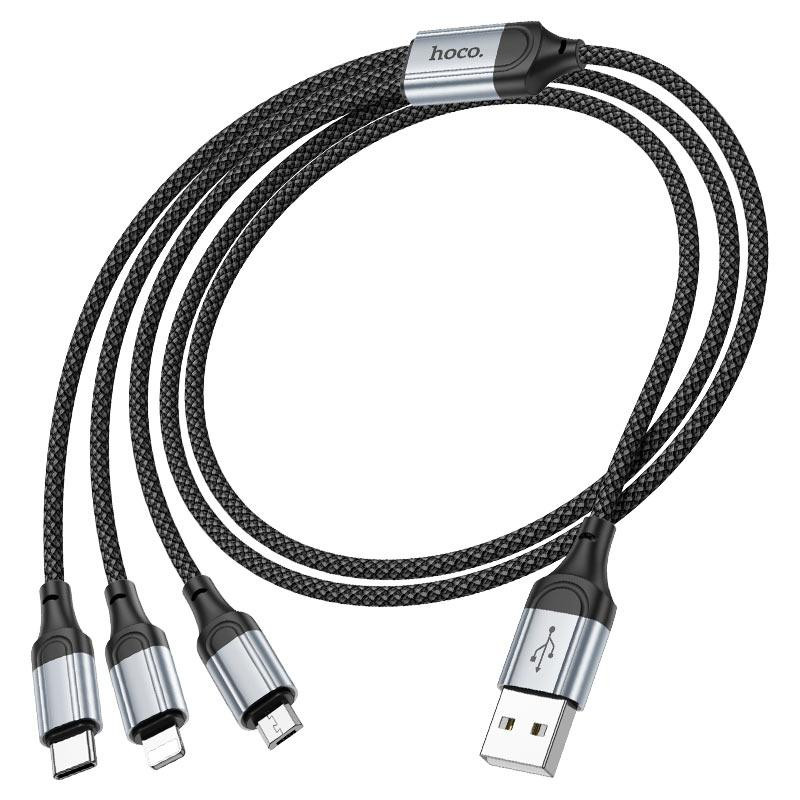 Кабель HOCO X102 Fresh 3-in-1 charging data cable (iP+Micro+Type-C) Black Київ - фото 6