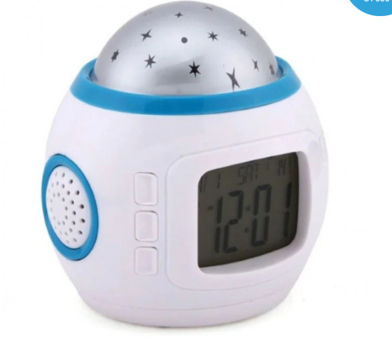 Ночник настільний світильник проектор Зоряне небо 1038 з годинниками та будильником / 4762 Дніпро