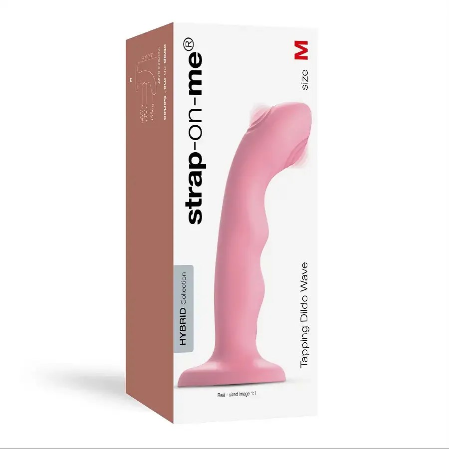 Насадка для страпону з подвійною точковою пульсацією Strap-On-Me TAPPING DILDO WAVE - CORAL PINK Львів - фото 5