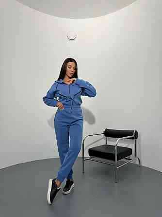 Жіночий повсякденний теплий комбінезон тринитка на флісі Джинс, 42/44 Одеса