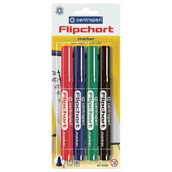 Набір маркерів Centropen Flipchart 8550 2,5 мм, round tip, SET 4colors (BLister) (8550/4/BL) Вінниця