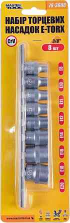 Набір насадок торцевих MASTERTOOL CRV E-TORX 3/8" E8-E20 8 шт 78-3808 Рівне