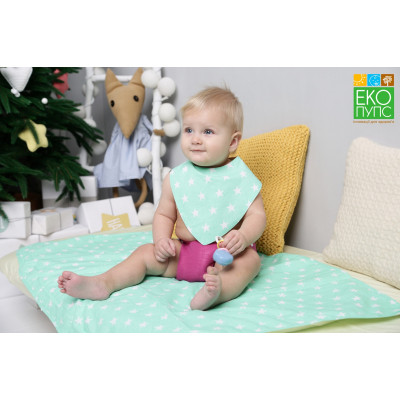 Слюнявчик Еко Пупс Eco Cotton бандана 21x30 (ментол, звездочки) (BEC-011) Винница - изображение 3