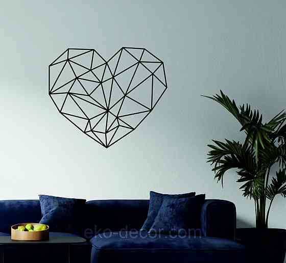 Декоративное настенное Панно «Сердце» Декор на стену 90*77 см, Черный Киев