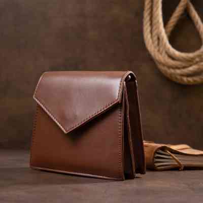 Сумка Vintage Горизонтальная угловидная из кожзаменителя Коричневая (sale_14933) Винница