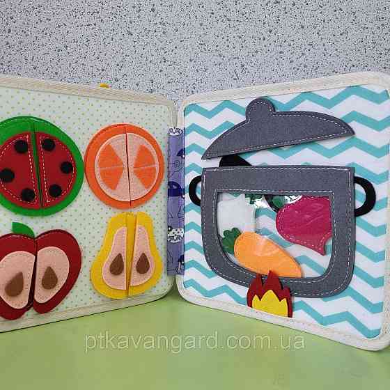 Книга-бизиборд фетровая развивающая мягкая 