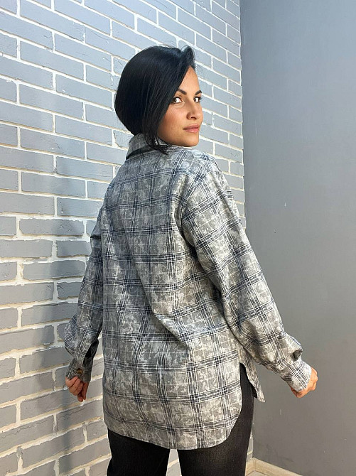 Сорочка жіноча Ariadna 2373 картата оверсайз коттон варка one size, сірий, one size Київ - фото 10