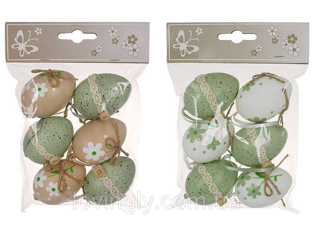Набор подвесок «Пасхальные Яйца» 6 шт - 2 дизайна, бежево-фисташковый микс Ирпень - изображение 1