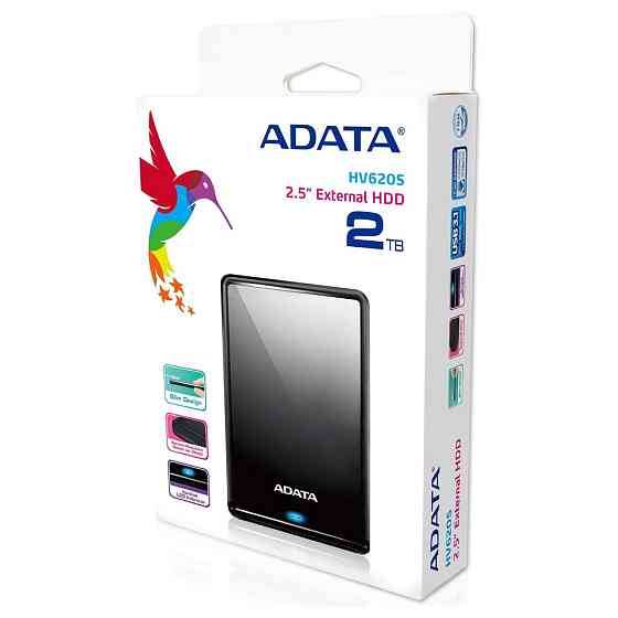 Зовнішній жорсткий диск PHD External 2.5'' ADATA USB 3.2 Gen. 1 DashDrive Classic HV620S 2TB Slim, колір чорний AHV620S-2TU31-CBK Одеса