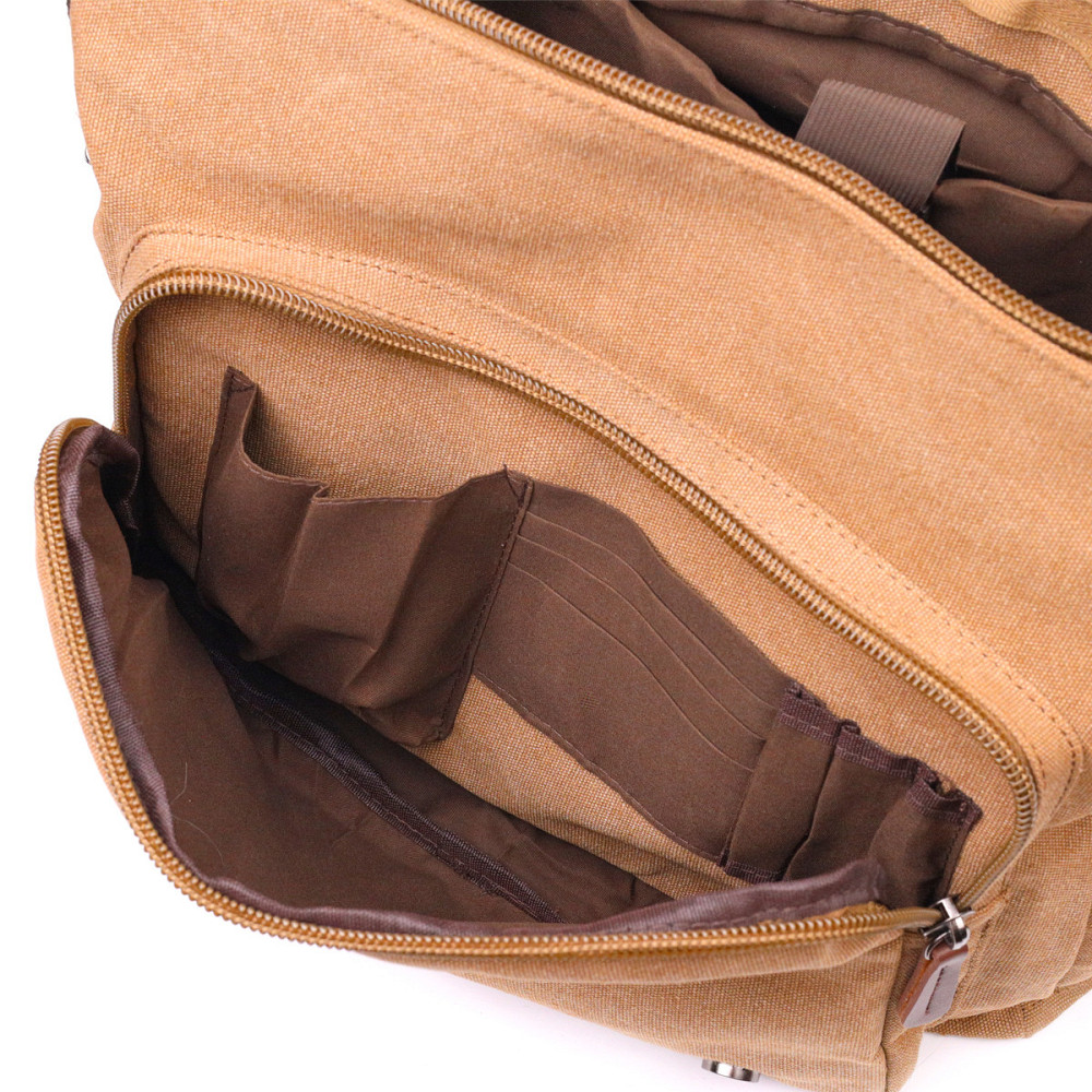 Большая сумка для ноутбука с клапаном из текстиля 21242 Vintage Коричневая Киев - изображение 10