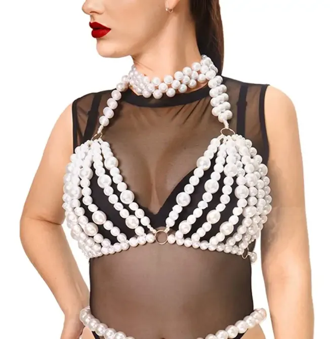 Ліф з перлин Art of Sex - Jasmine, колір білий, розмір XS-2XL Львів - фото 1