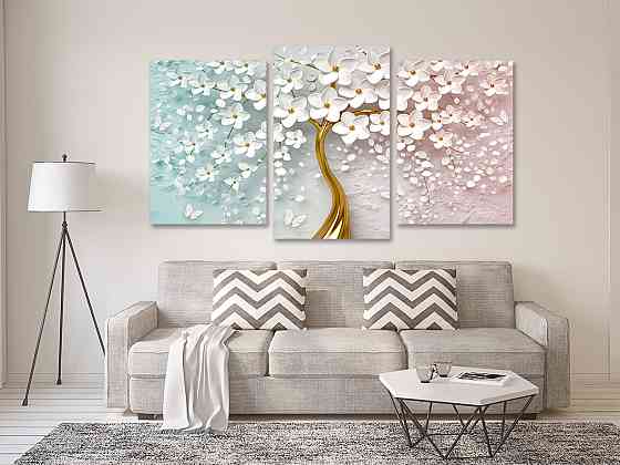 Модульная картина в гостиную / спальню Квіткове дерево  Art-628_3 70x130 см Киев