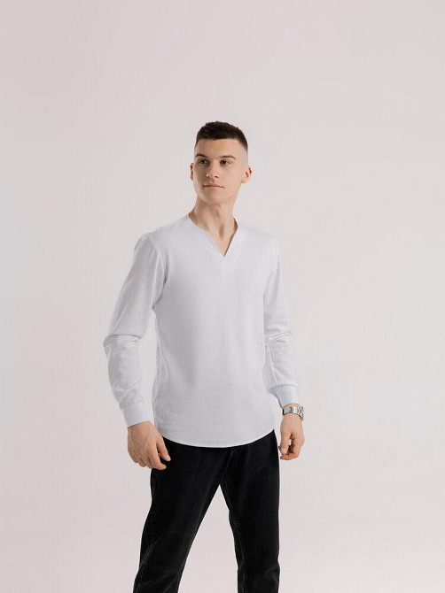 Мужская рубашка белая с длинным рукавом Pobedov Horizon Киев - изображение 1