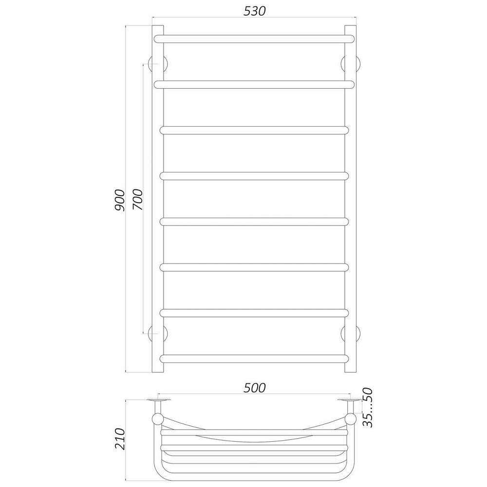Сушарка для рушників UNIO Op W 900-500-8 Олівія з полицею вода Київ - фото 5