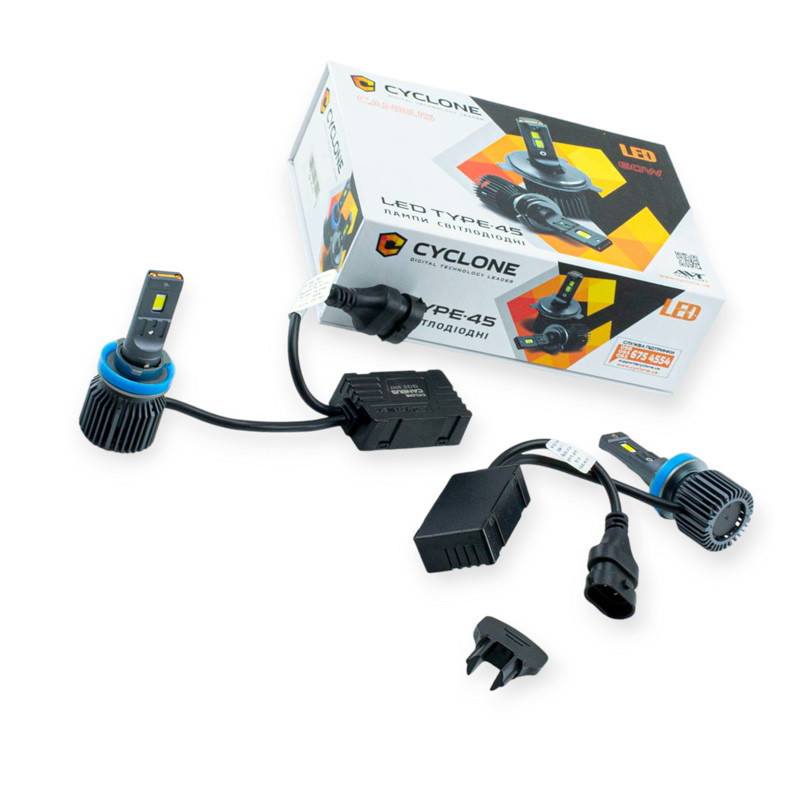 Автолампа H8, H9, H11, H16 12V Type 45 65W 6000K 12000L радіатор та обманка LED Мукачево - фото 1