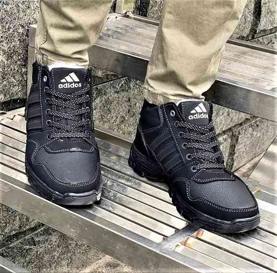 Зимние Кроссовки Adidas Мужские Ботинки с Мехом Чёрные Адидас (размеры: 40,41,42) Видео Обзор Днепр